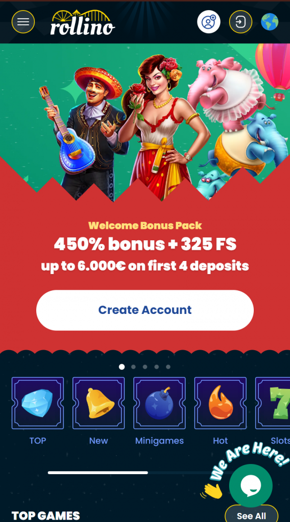 Rollino Casino Homepage Mobile