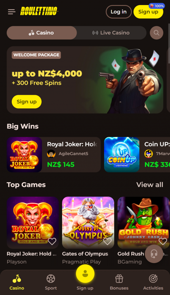 Roulettino Homepage Mobile