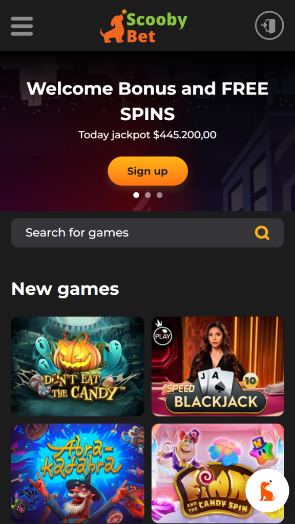 ScoobyBet Casino Homepage Mobile