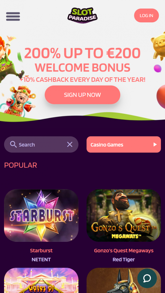 Slotparadise Homepage Mobile