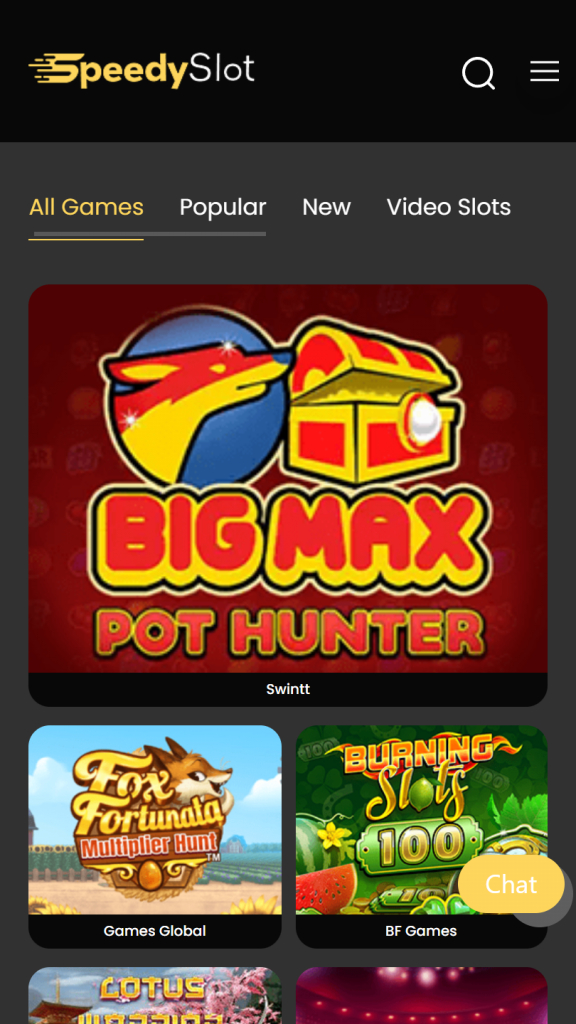 SpeedySlot Homepage Mobile