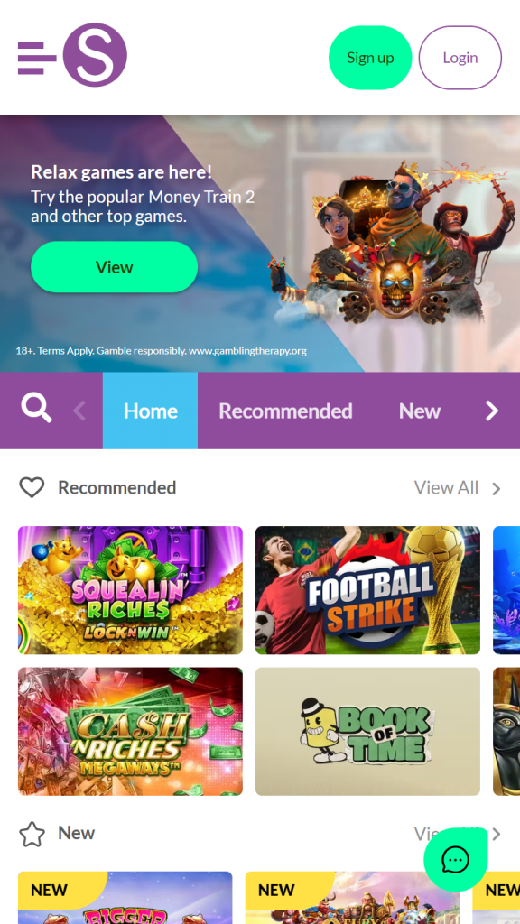 Spinni Casino Homepage Mobile