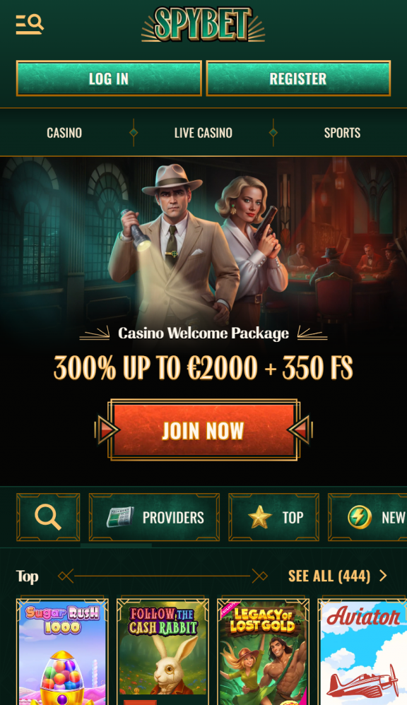 Spybet Homepage Mobile