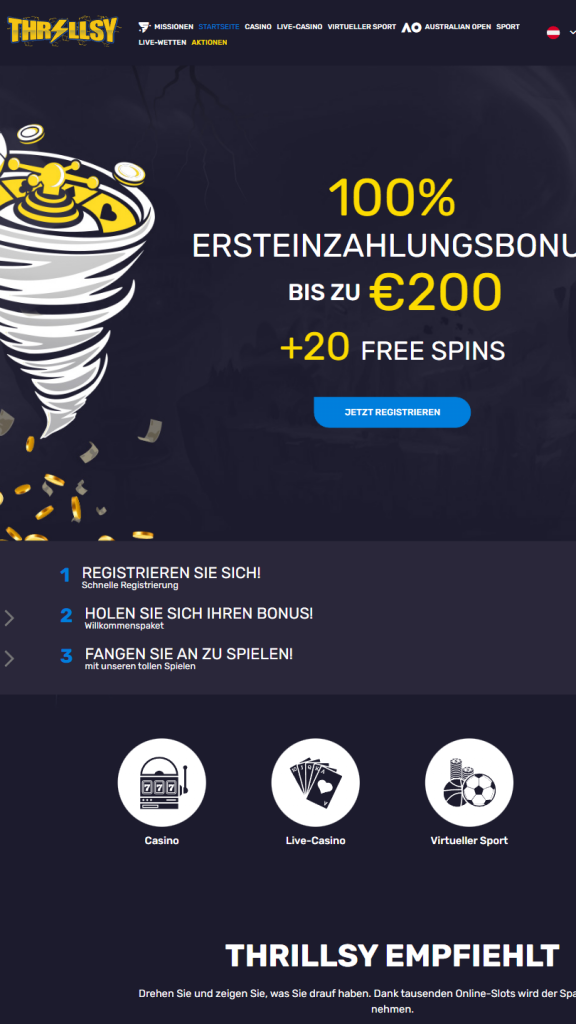Thrillsy Homepage Mobile
