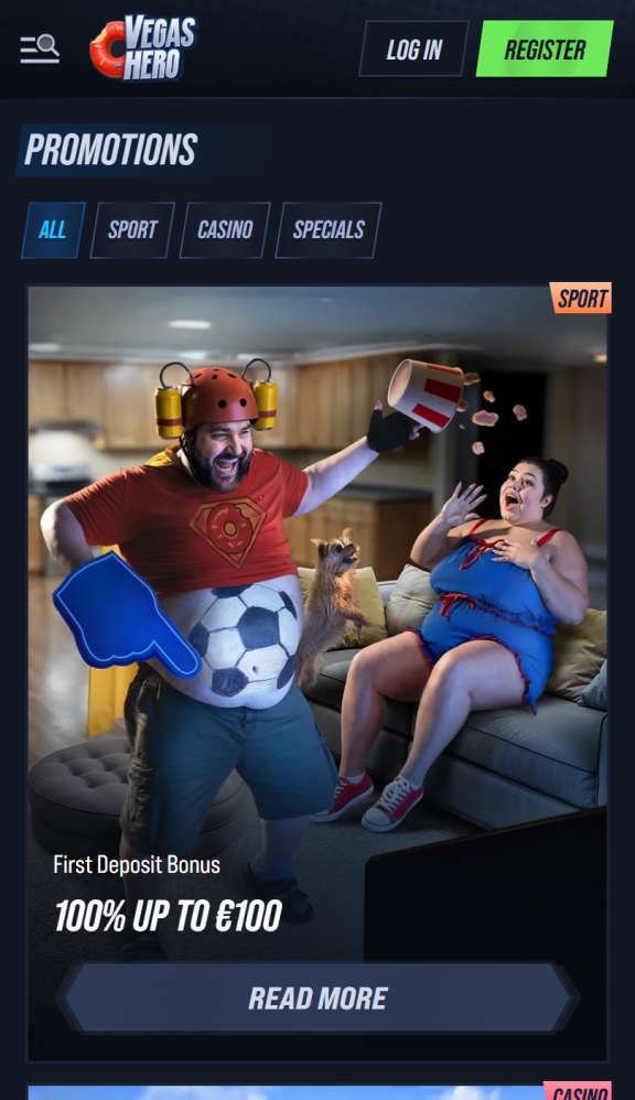 VegasHero Casino Homepage Mobile