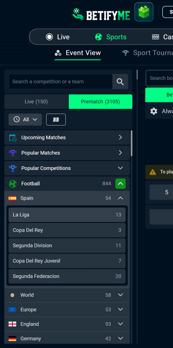BetifyMe Casino Homepage Mobile