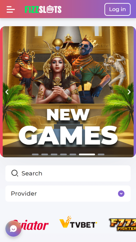Fizzslots Homepage Mobile