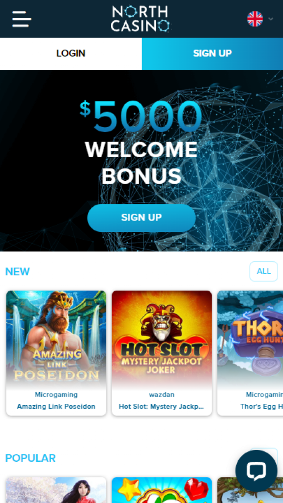 North Casino Homepage Mobile