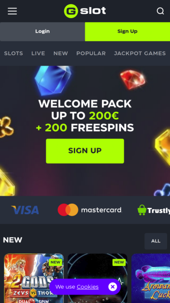 Gslot Casino Homepage Mobile