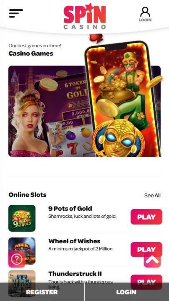 Spin Casino Homepage Mobile