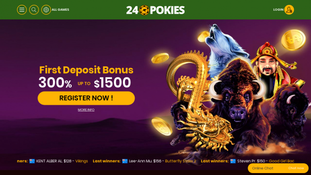 24 Pokies Casino Homepage Desktop
