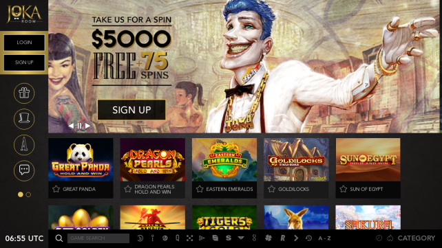 JokaRoom Casino Homepage Desktop