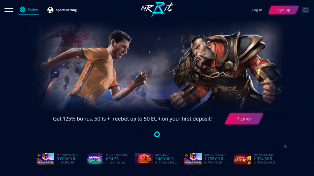 Mr Bit Casino Homepage Desktop