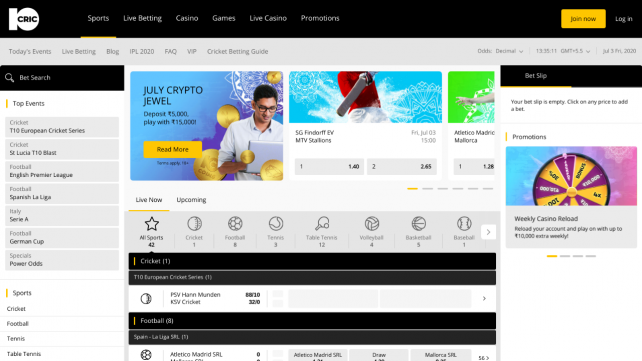 10Cric Homepage Desktop