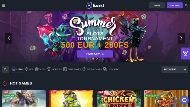 iLucki Casino Homepage Desktop