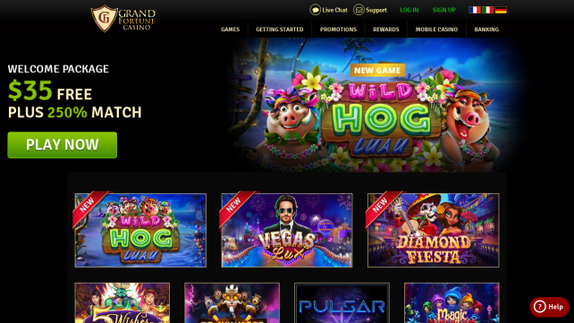 GrandFortune Casino Homepage Desktop