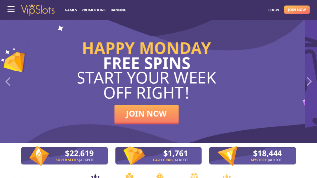 VIP Slots Homepage Desktop