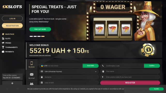 1xSlots Casino Homepage Desktop