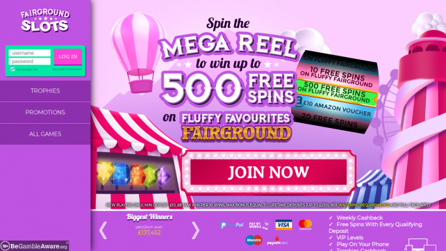 Fairground Slots Homepage Desktop