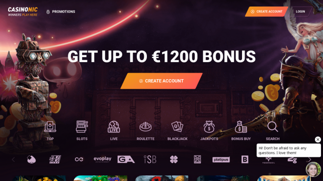 Casinonic Homepage Desktop