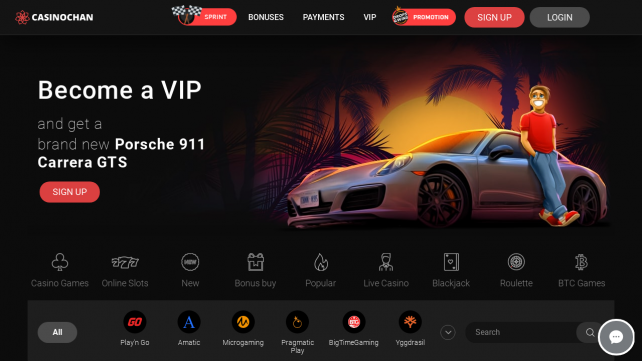 Casinochan Homepage Desktop