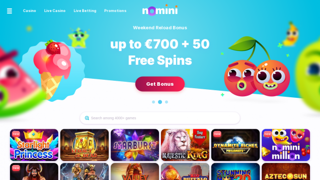 Nomini Casino Homepage Desktop