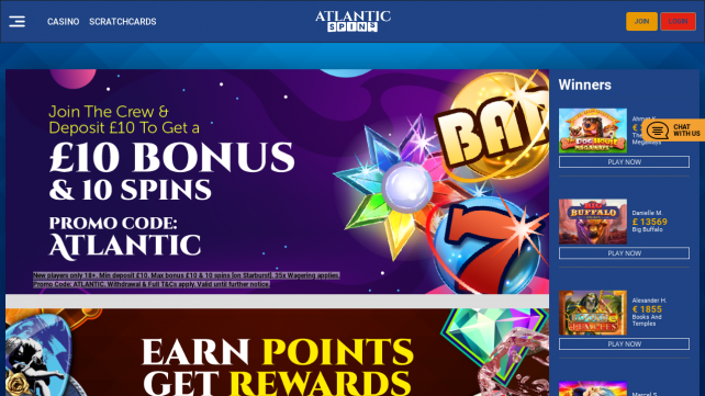Atlantic Spins Homepage Desktop