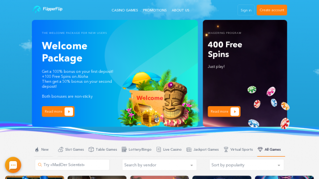 FlipperFlip Homepage Desktop