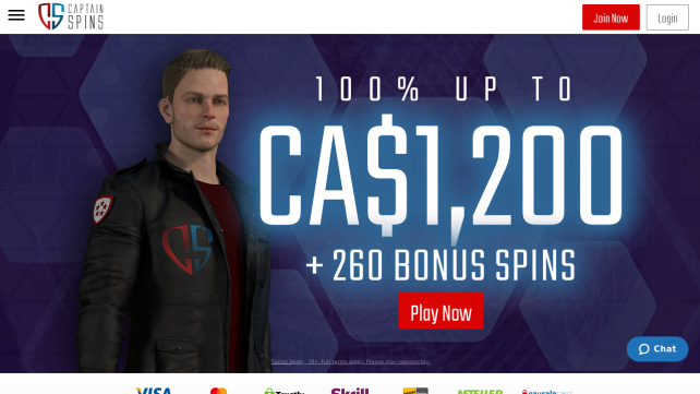 Captain Spins Homepage Desktop