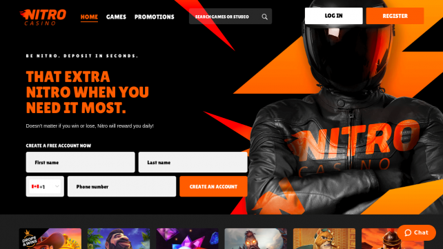 NitroCasino Homepage Desktop