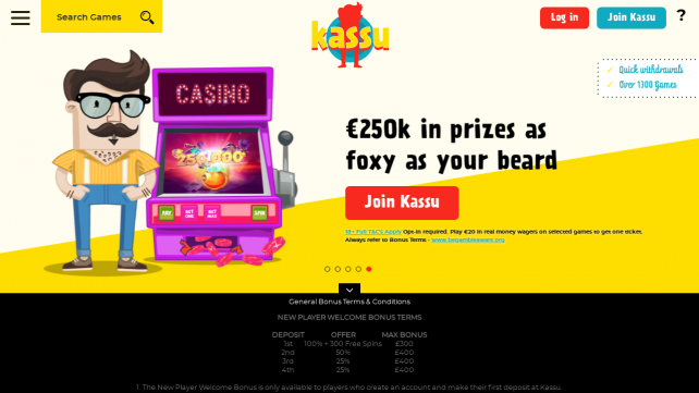 Kassu Casino Homepage Desktop