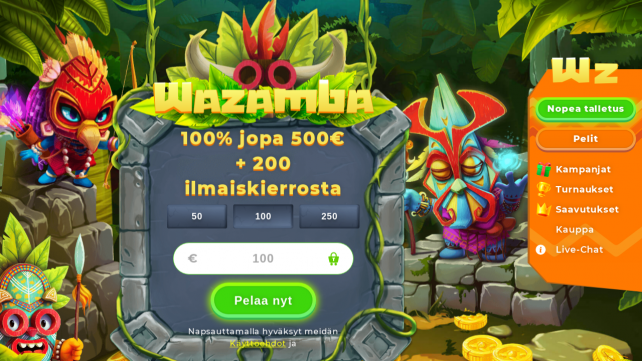 Wazamba Casino Homepage Desktop