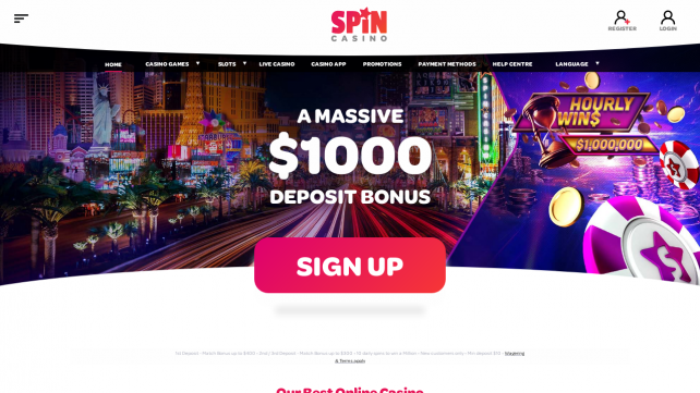 Spin Casino Homepage Desktop