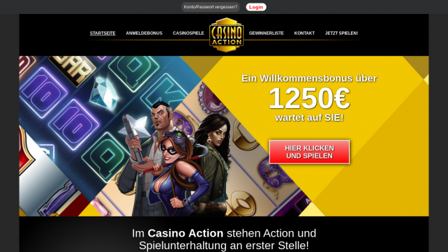 Casino Action Homepage Desktop