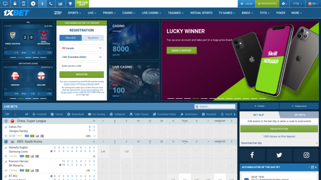 1XBet Casino Homepage Desktop