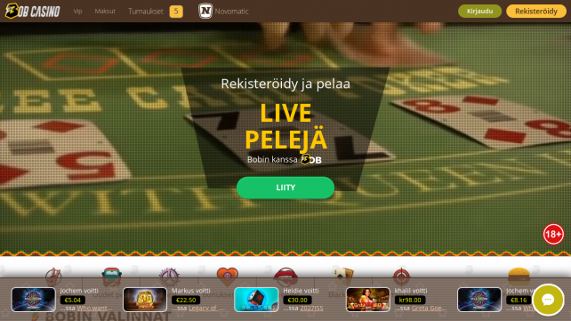 Bob Casino Homepage Desktop