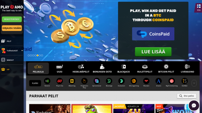 PlayAmo Homepage Desktop