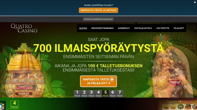 Quatro Casino Homepage Desktop