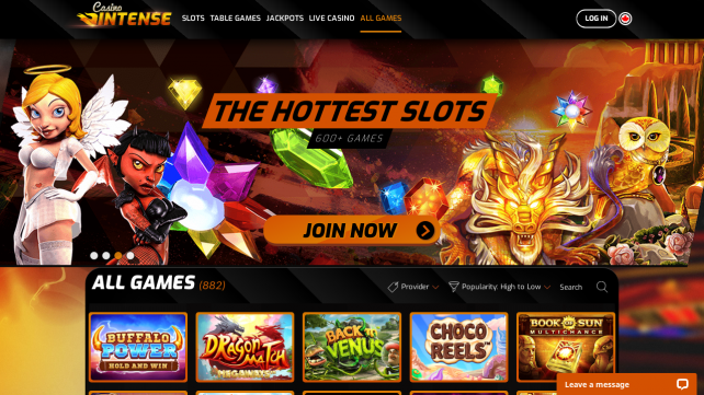 Casino Intense Homepage Desktop