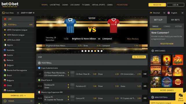 betObet Homepage Desktop