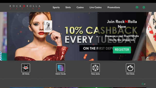 Rock N Rolla Casino Homepage Desktop