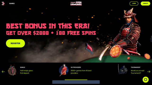 Spin Samurai Homepage Desktop