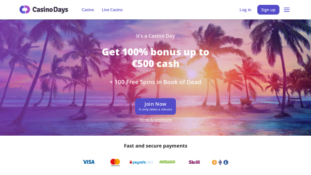 Casino Days Homepage Desktop