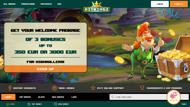 Bitkingz Casino Homepage Desktop
