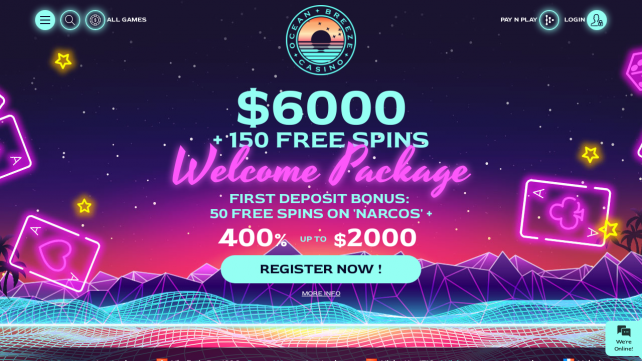 Ocean Breeze Casino Homepage Desktop