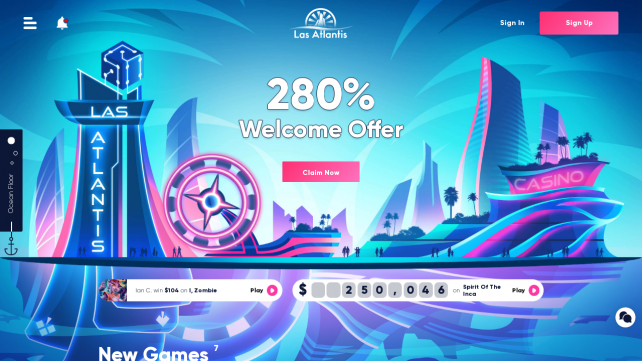 Las Atlantis Casino Homepage Desktop