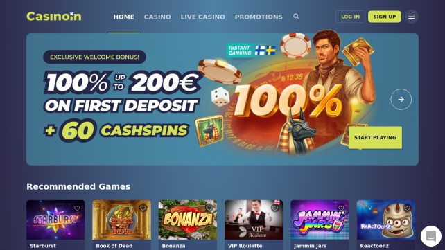Casinoin Homepage Desktop