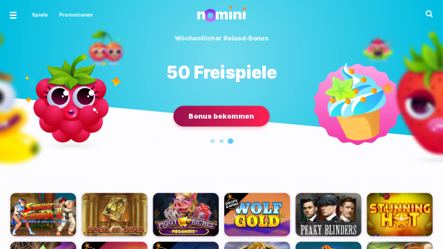 Nomini Casino Homepage Desktop