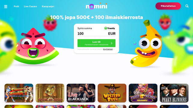 Nomini Casino Homepage Desktop