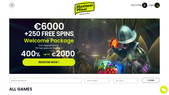 Maximal Wins Homepage Desktop